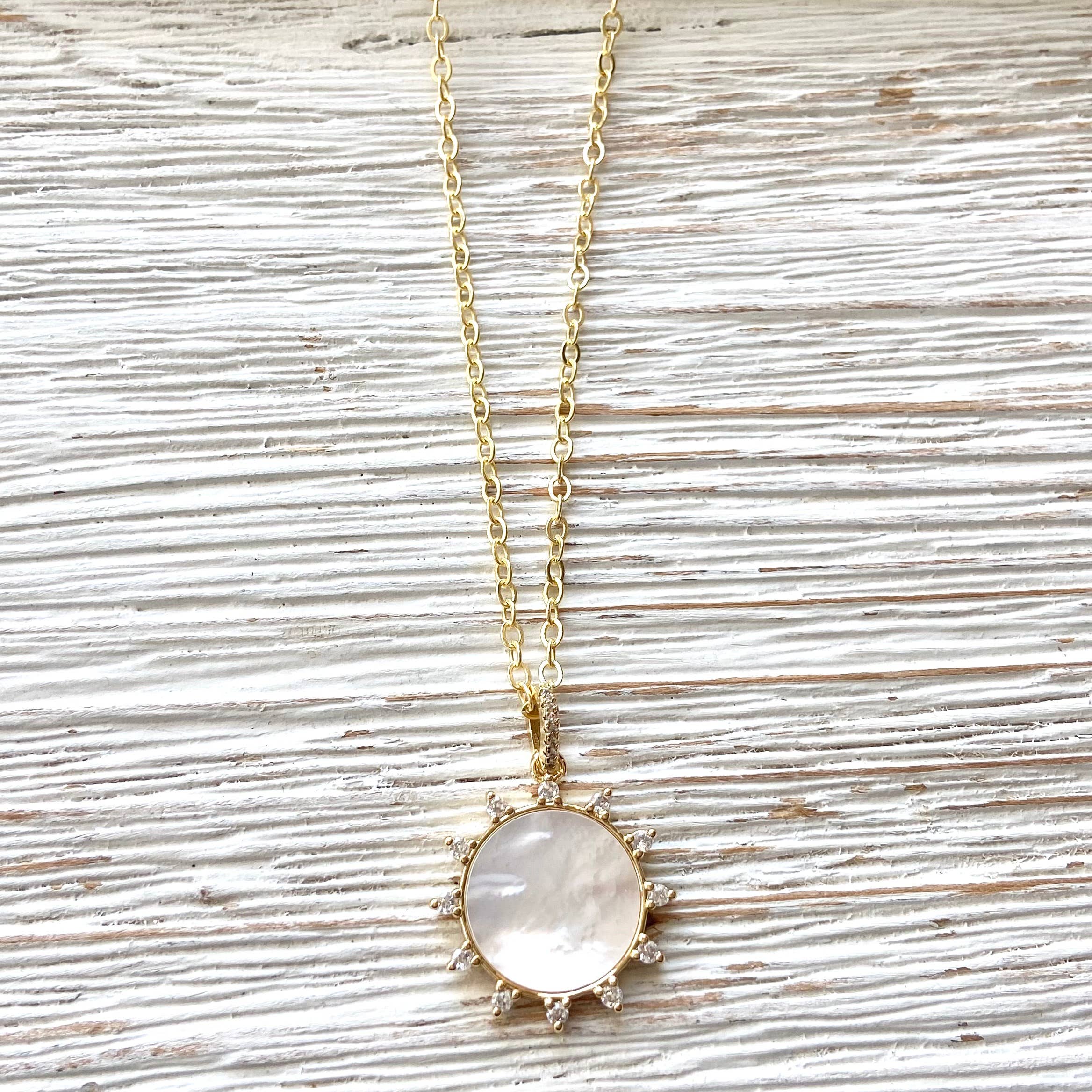 VB&CO Designs Handmade Jewelry - Wholesale Pendant/Charm Necklace - Sun sunburst pearl crystal necklace boutique salon 4