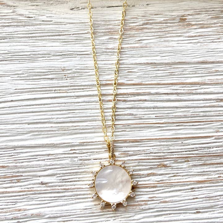 VB&CO Designs Handmade Jewelry - Wholesale Pendant/Charm Necklace - Sun sunburst pearl crystal necklace boutique salon 4