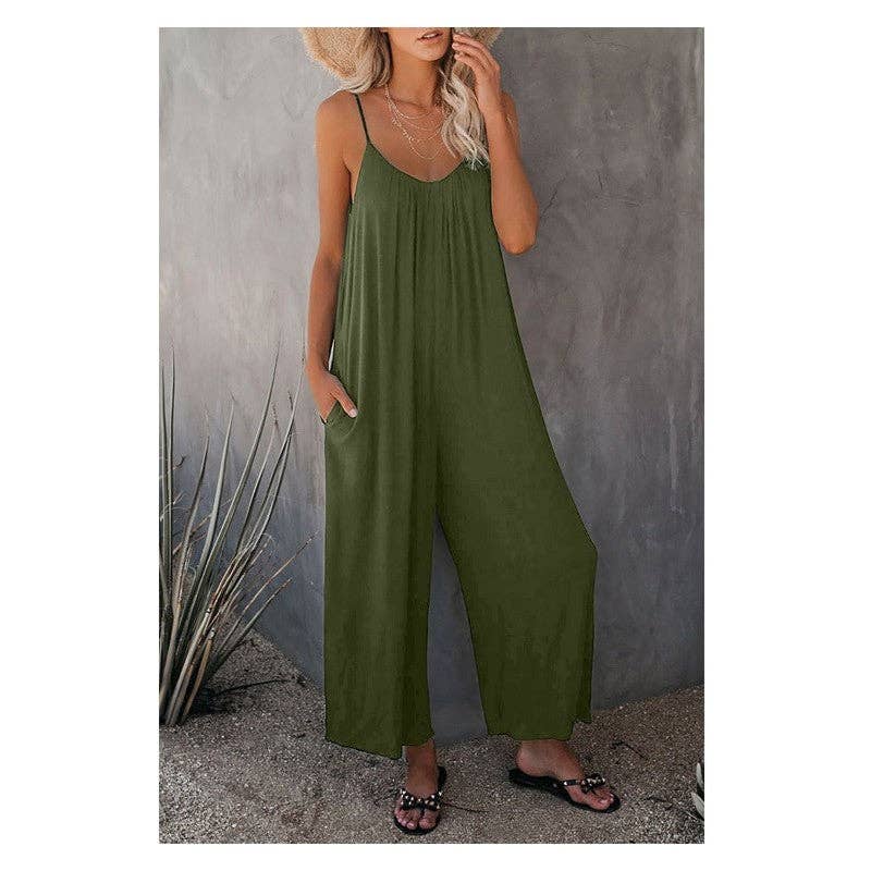 FurDecoration - Wholesale Jumpsuit - Women's - Wide-Leg Spaghetti Strap Loose-Fit Jumpsuit19