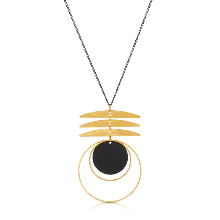 NK-363 | Agnes Brass Sculpture Necklace for wholesale by Sunday Girl by Amy DiLamarra