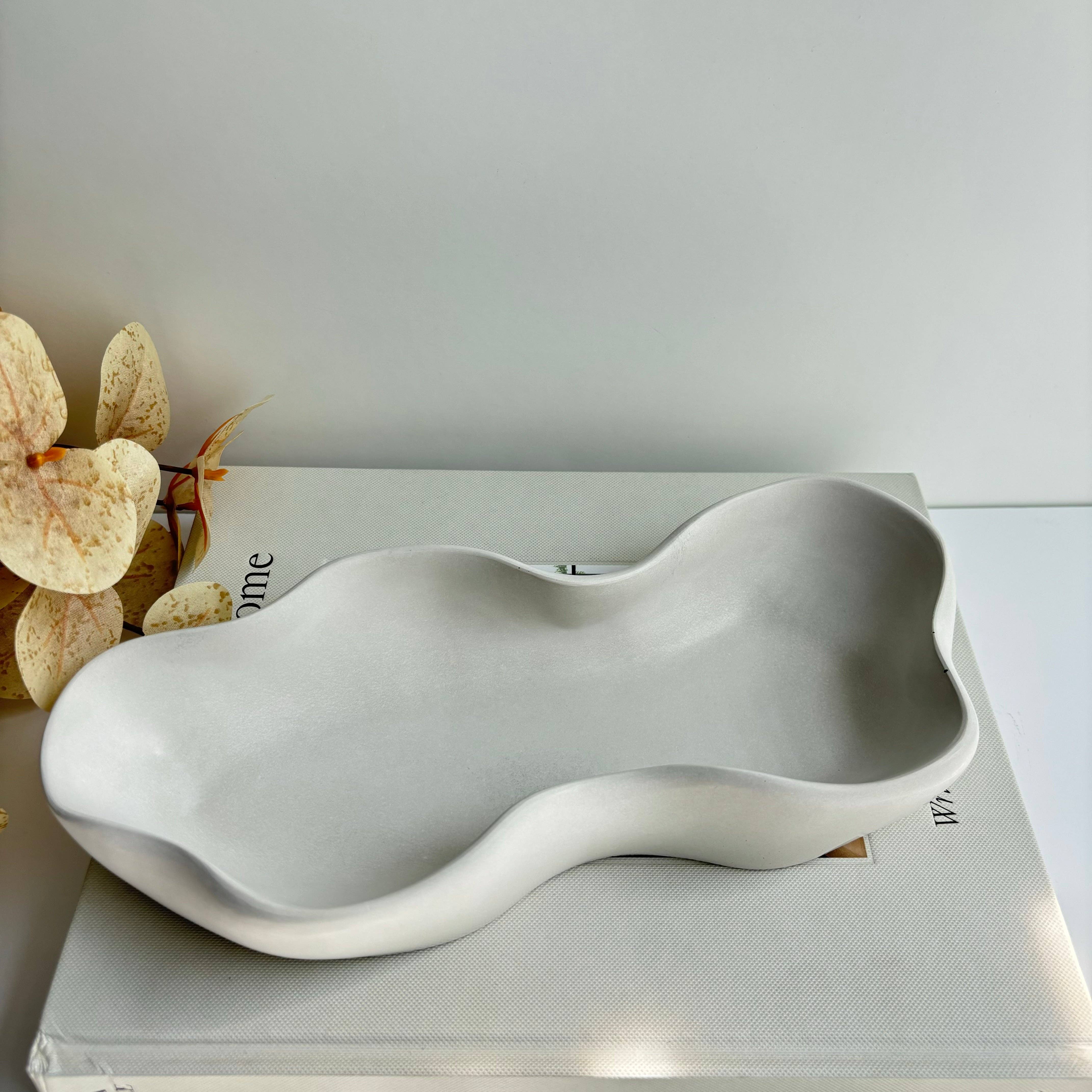 Fancy Concrete - Wholesale Decorative Plate/Dish/Bowl - Curvy Bowl - Wavy Oblong Tray/ Bowl0