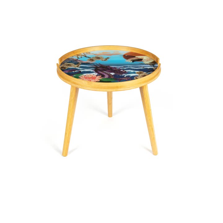 Bergamaschi & Vimercati S.p.a. - Wholesale Side Table - Fuji Excelsa coffee table in bamboo and tempered glass ø45 cm – Multicolor design inspired by Japanese landscapes4