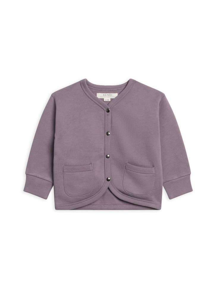 Colored Organics - Wholesale Cardigan - Baby - Blair Fleece Snap Front Cardigan - Fog