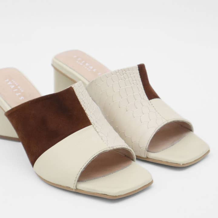 Soulmate mule off white/tan leather sandals womens shoes for wholesale on Faire