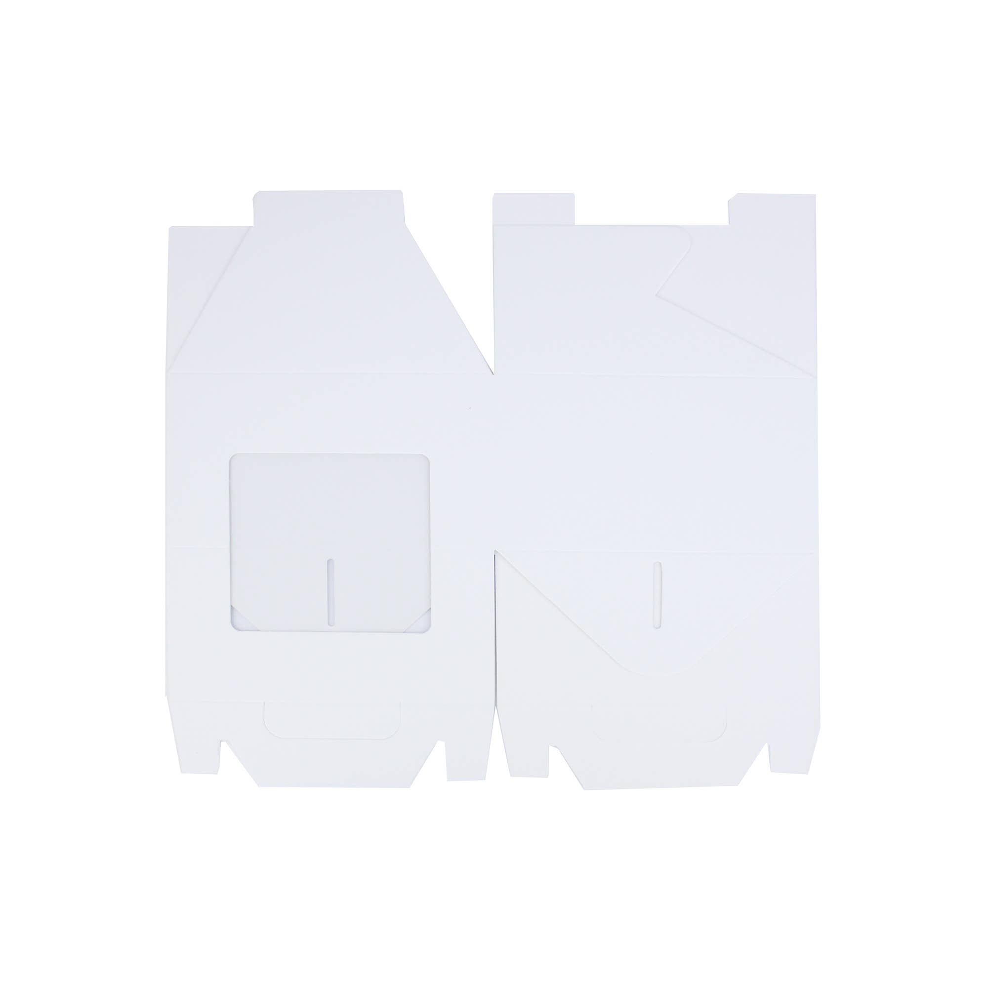 Emartbuy - Venta al por mayor Caja de regalo - Caja de papel kraft blanco con ventana transparente y asa, paquete de 124