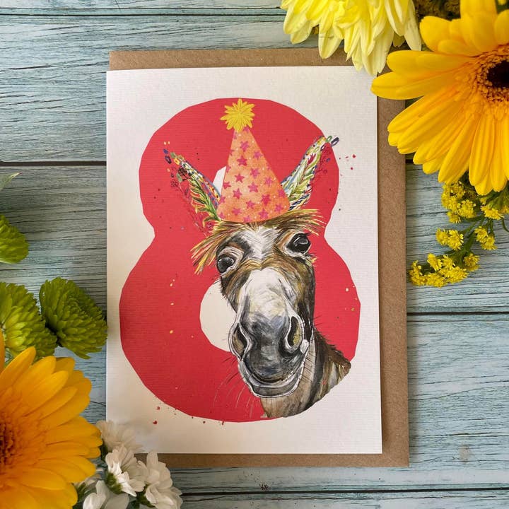 Number 8 Children's Birthday Card for wholesale by Jen Winnett Eco Artist