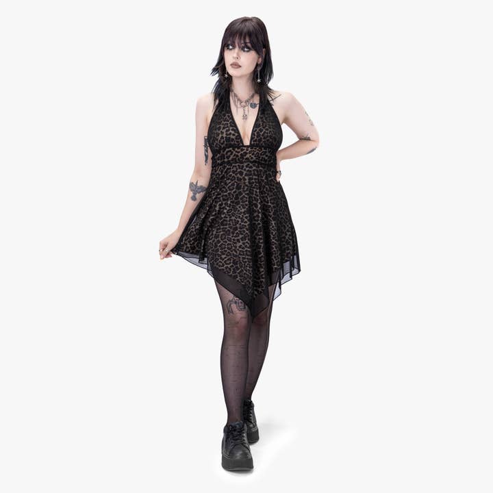 Grave Leopard Mesh Dress for wholesale by Wicked Misfit