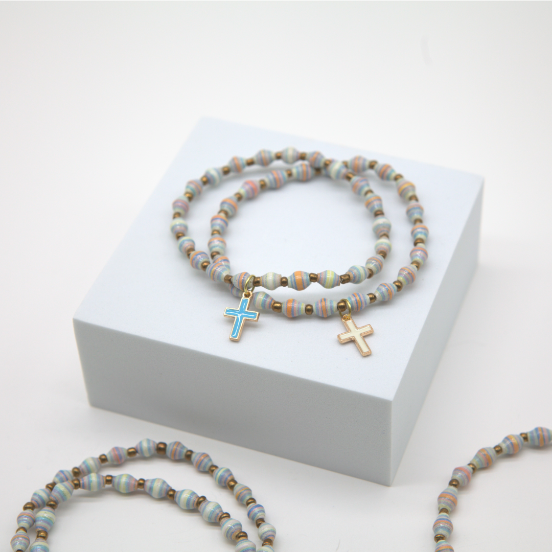 The Bead Project by TWOPU - Wholesale Charm/Dangle Bracelet - Cross Charm Stretchy Bracelet for Easter5