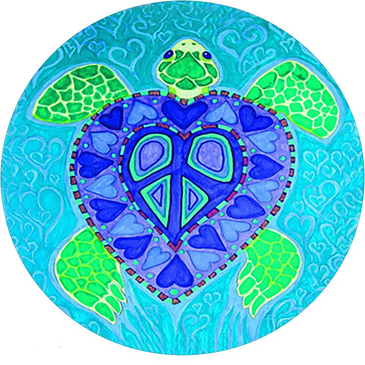 Sea Turtle - 8" x 8" Tempered Glass Cutting Board for wholesale by GP Originals