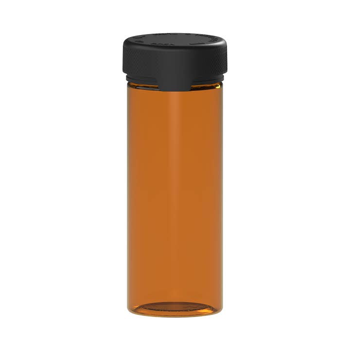 Aviator CR 240CC/8FL.OZ/240ML - Contenitore con sigillo interno e tamper - Ambra traslucida con coperchio nero opaco per la vendita all'ingrosso da parte di Copackr