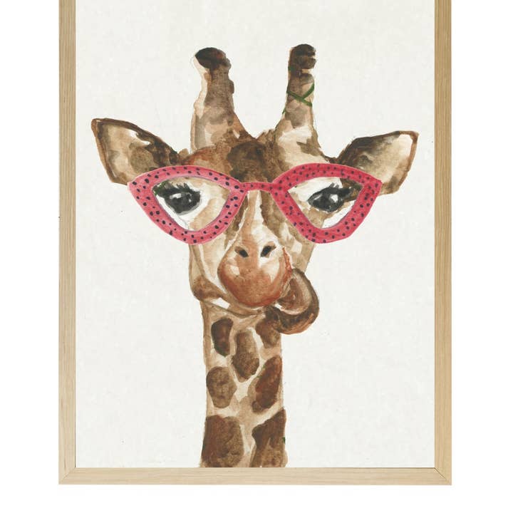 Girafe à l'aquarelle avec lunettes pour la vente par Antique Curiosities Inc