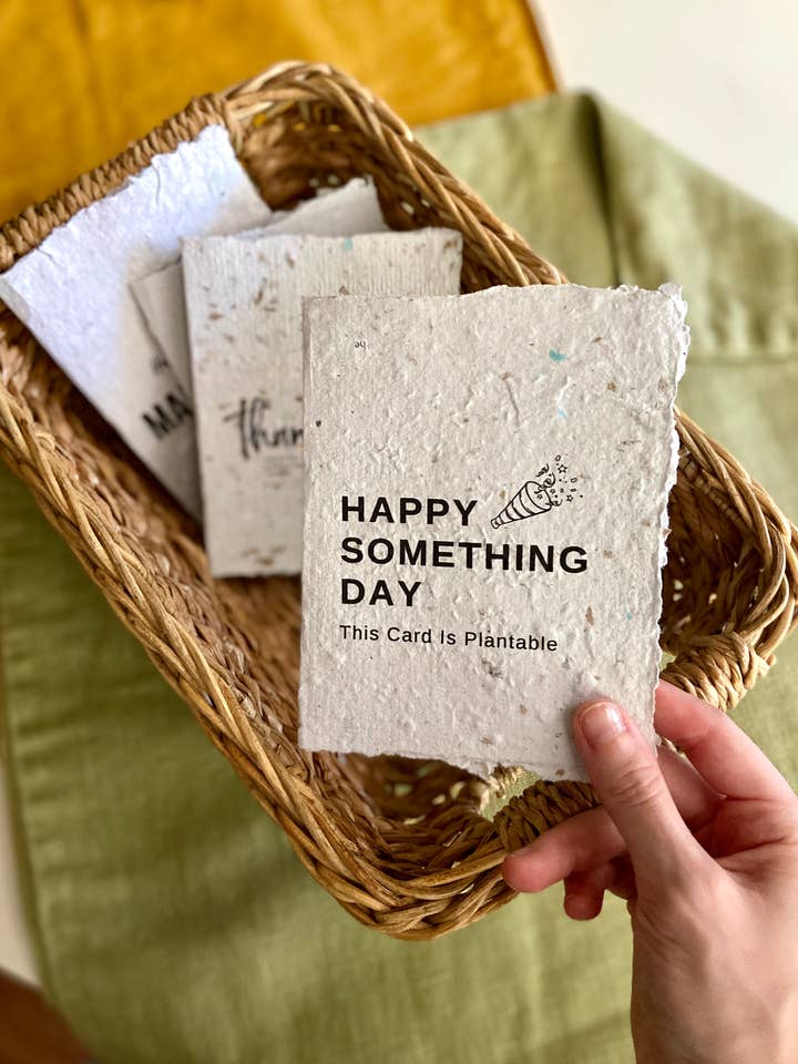 Happy Something Day Eco-Friendly Plantable Greeting Card for wholesale by Rockywoods Studio