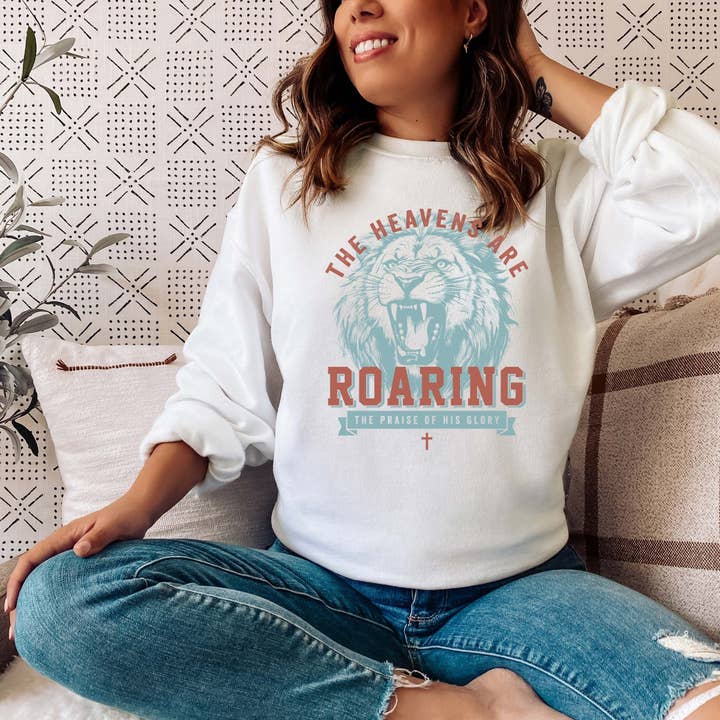 THE HEAVENS ARE ROARING CREWNECK SWEATSHIRT for wholesale by Haverly and Co.