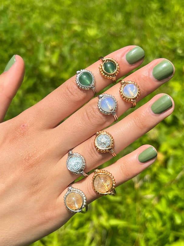 Wire Wrapped Stone Rings for wholesale by Manifest Harmony