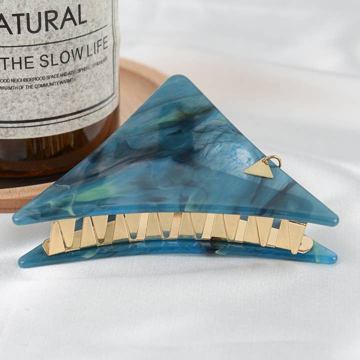 Green Emerald Triangle Acetate Hair Claw Clip,Eco-Friendly for wholesale on Faire