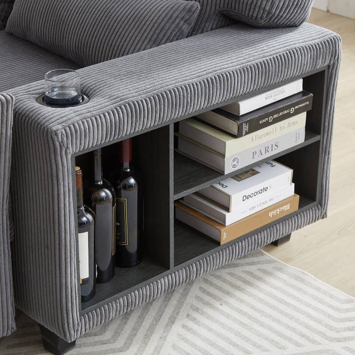 39F Inc. - Wholesale Sofa - Modular Corduroy L-Shaped Sectional Sofa with Storage,4Color5