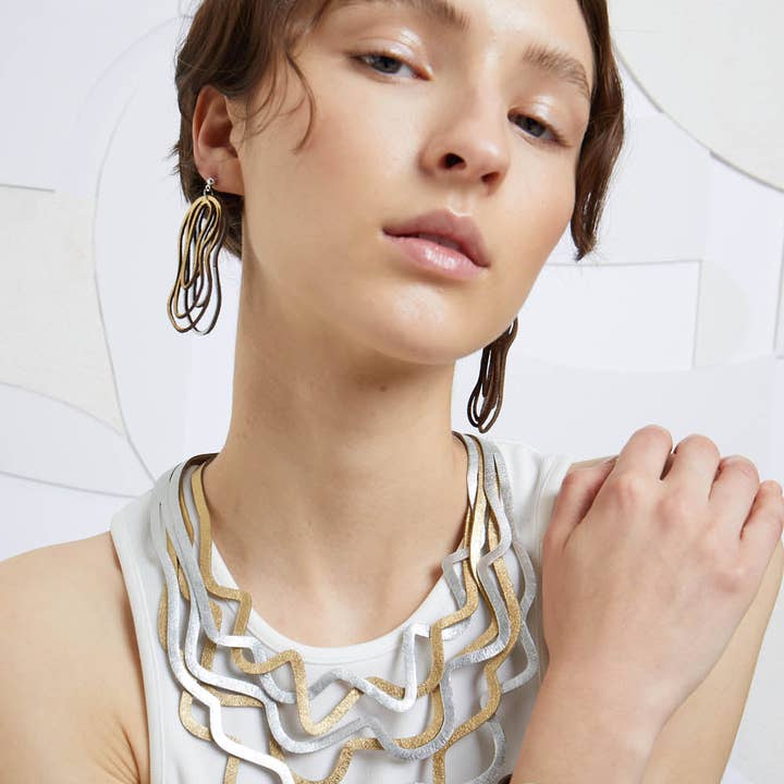 Curves Duo Necklace - Silver / Gold for wholesale on Faire7