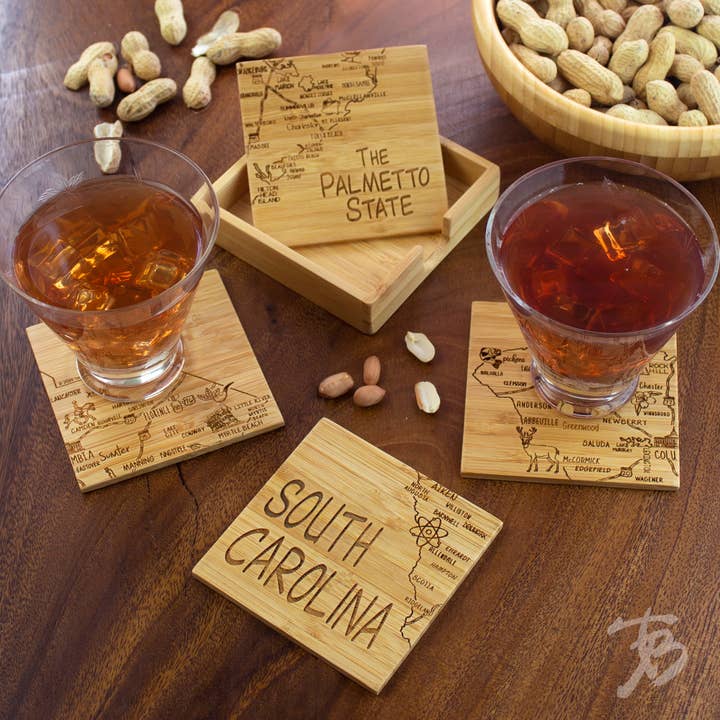 Totally Bamboo - Wholesale Coasters - South Carolina Puzzle 4-Pc. Coaster Set with Case3