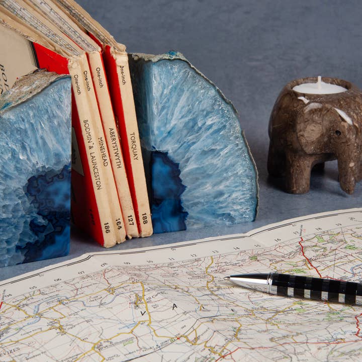 British Fossils - Wholesale Bookend - 4-5" Agate Bookends5