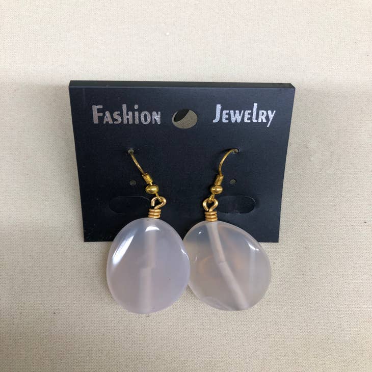 Wholesale NATURAL OVAL STONE WITH GOLD FISH HOOK EARRINGS for your store -  Faire