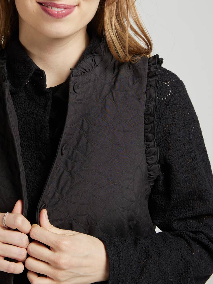 Andy & Lucy - Wholesale Cardigan - Women's - ISADORA - Ruffled Sleeveless Cardigan