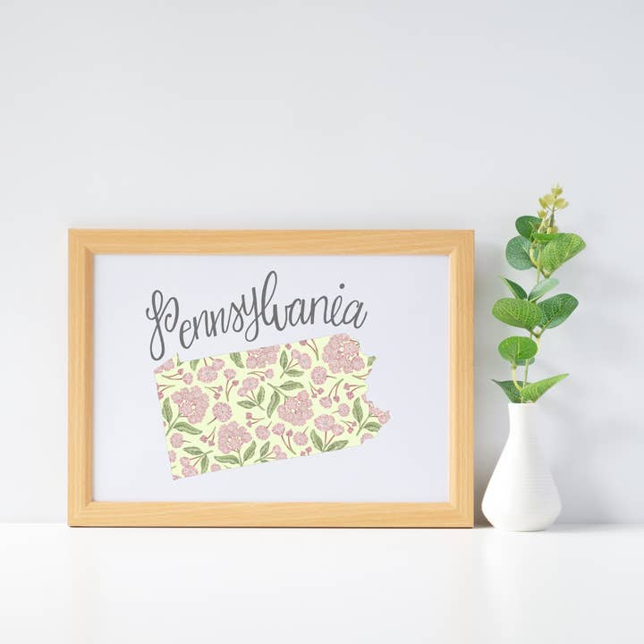Erica Catherine Illustration – wholesale Art print – Pennsylvania State Map Art Print