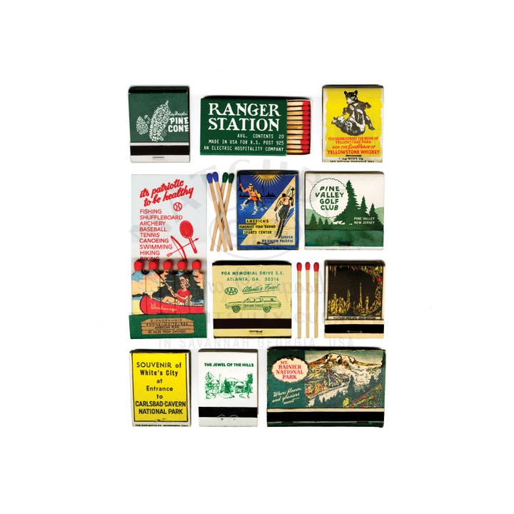 Matchbox 912 - Wholesale Art Print - Great Outdoors Vintage Matchbook Collage