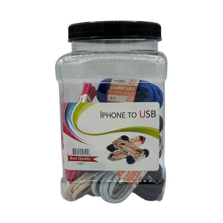 Lightning to USB Jar Charger Display 24CT for wholesale by K & S WHOLESALE INC