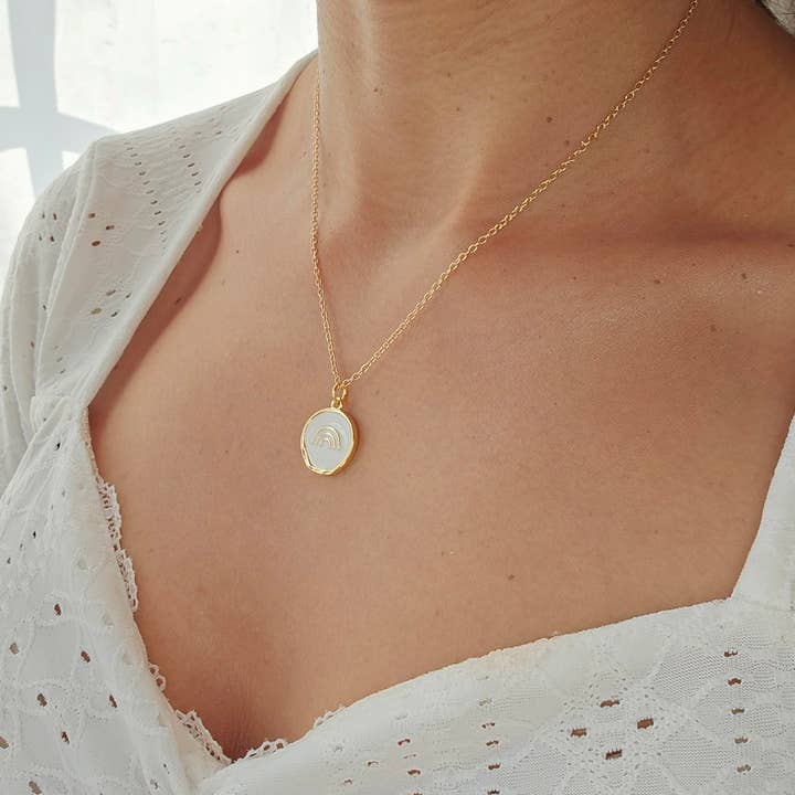 Caramel Sky - Wholesale Pendant/charm necklace - 18K Gold Plated Rainbow Pendant Necklace, Christian Jewelry2