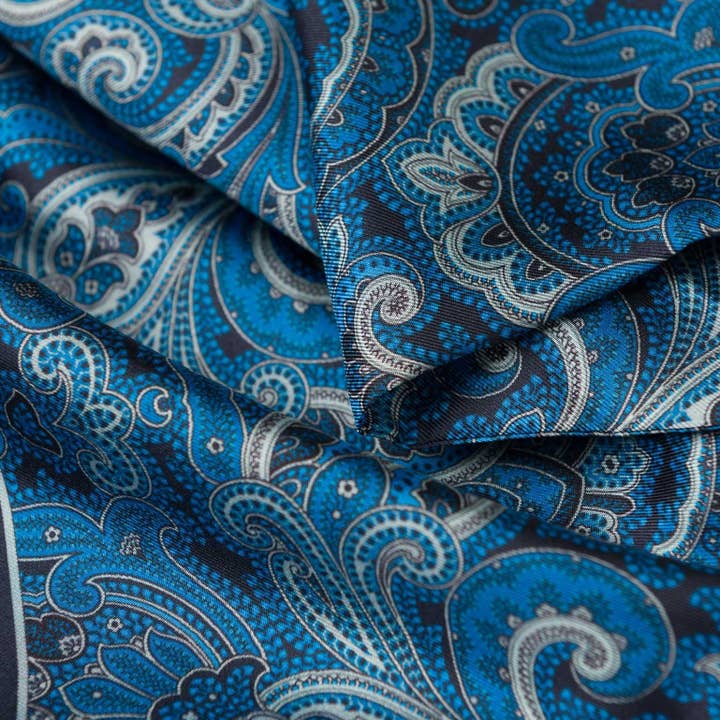 Elizabetta Made in Italy USA - Wholesale Scarf - Men's - Ferrara - Silk Scarf - Blue