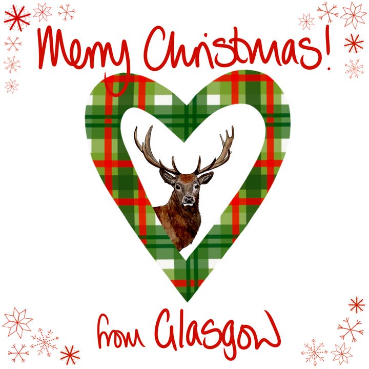 Christmas Card - from Glasgow - Stag for wholesale by F and B Cards
