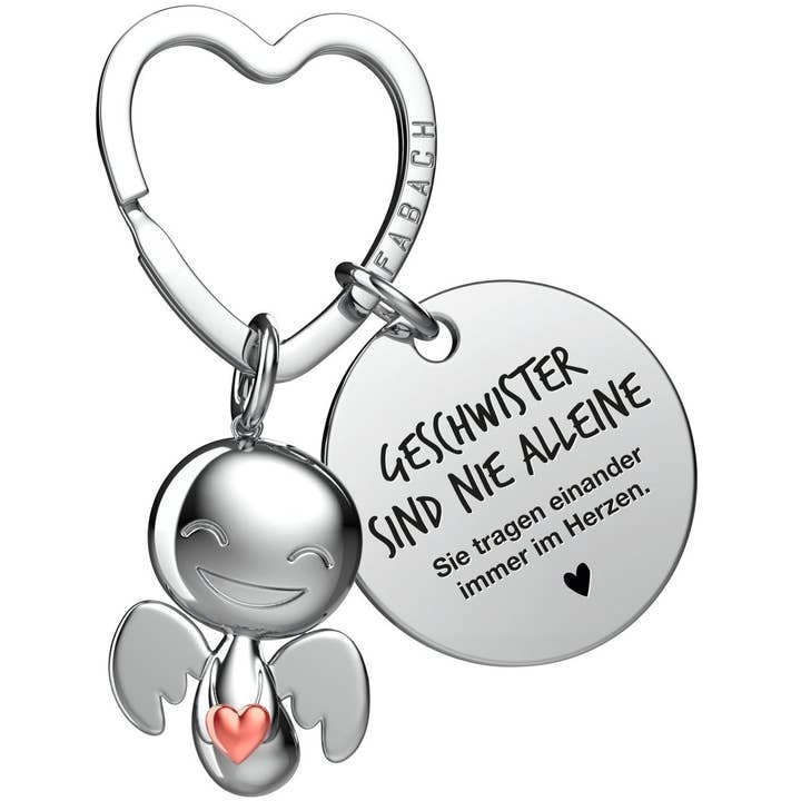 Llavero "Mejor Hermana" Ángel de la Guarda - Ángel de la Guarda Feliz con Corazón y Placa Grabada con un Mensaje Cariñoso para venta al por mayor de FABACH – Die Schlüsselanhänger-Schmiede