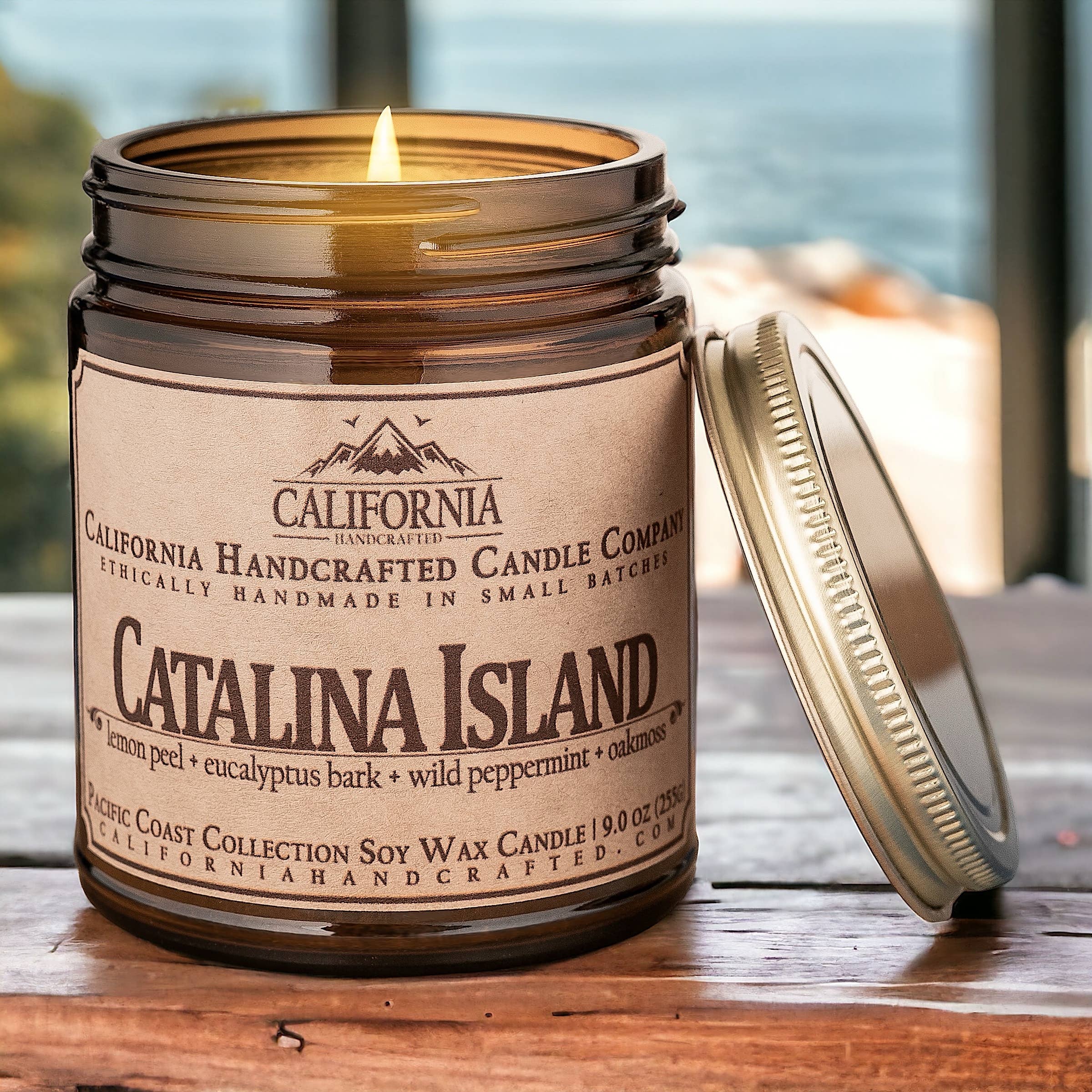 California Handcrafted - Vendita all'ingrosso Candele da viaggio - Candela in barattolo al cocco e albicocca dell'Isola di Catalina1
