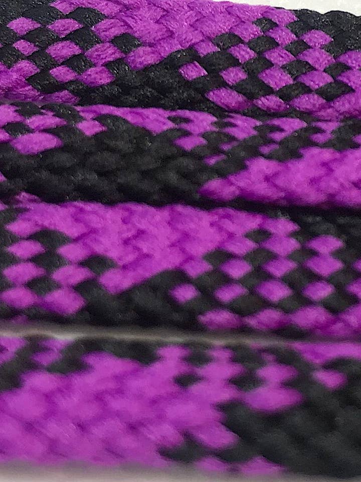 Purple and Black Plaid Flat Shoelaces for wholesale by The Shoelace Factory
