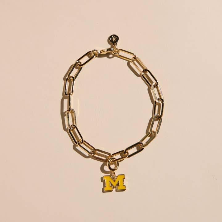 Nickel and Suede - Wholesale Individual Charm/Pendant - University of Michigan Enamel Charm3