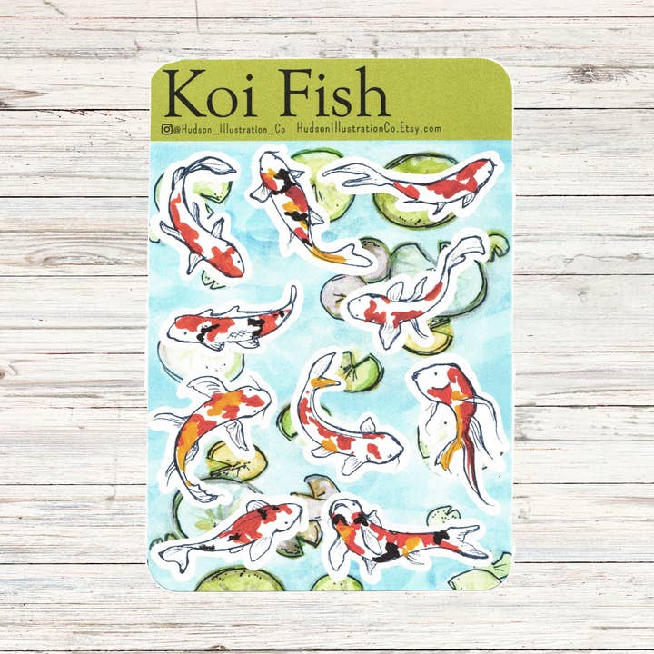 Hoja de pegatinas Koi Fish para venta al por mayor de Hudson Illustration Co - About Town Co
