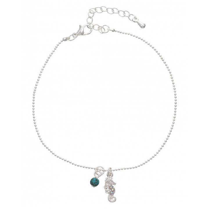 FR2817 Cristal AB Cavalos Marinhos & Turquesa Conta Charm Anklet por atacado de 0011 PREMIERE