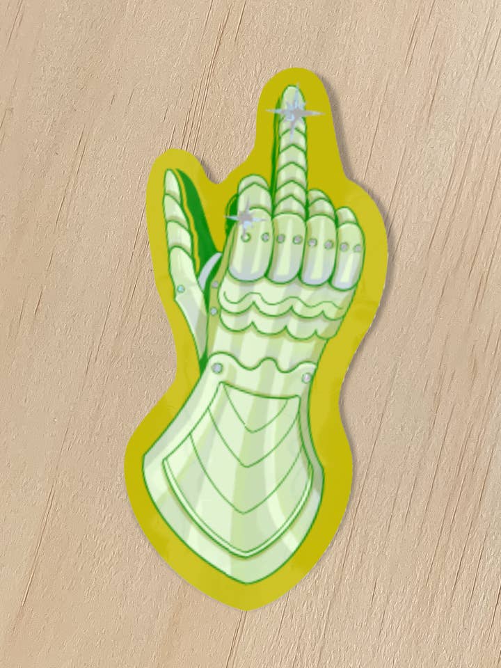 Rude Gauntlet Holographic Sticker for wholesale by Odd Hare Goods