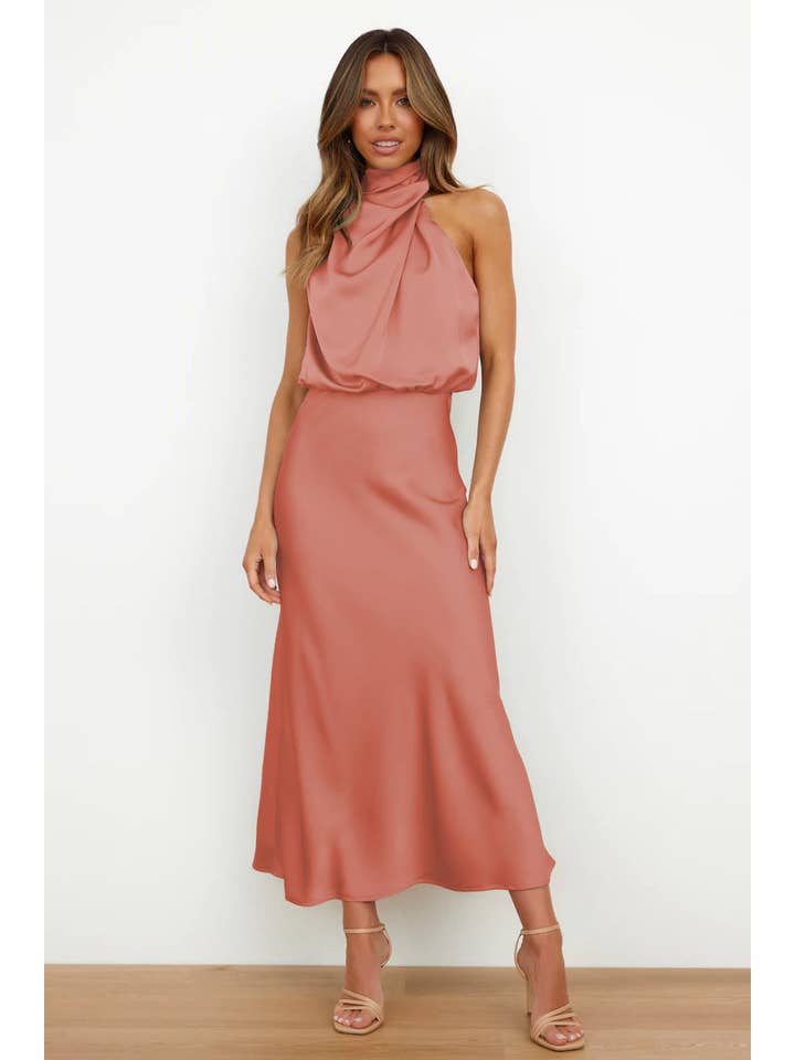 Sweetkama - Wholesale Dress - Women's - Ladies Eleganr Sleeveless Satin Midi Dress GQQT93