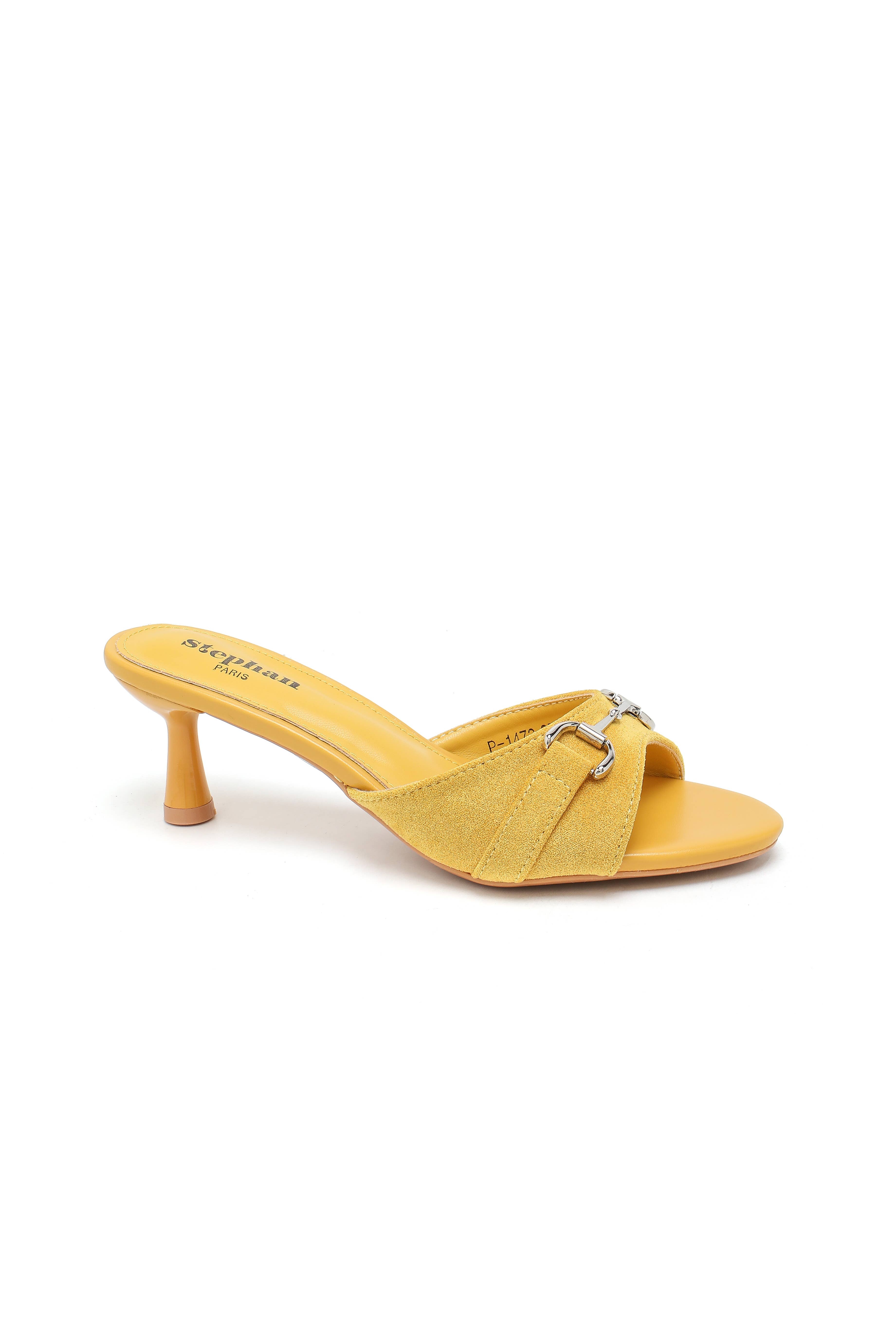 Stephan Paris – Salto alto - Mulher por atacado – Mules em camurça com detalhe metálico P-14730