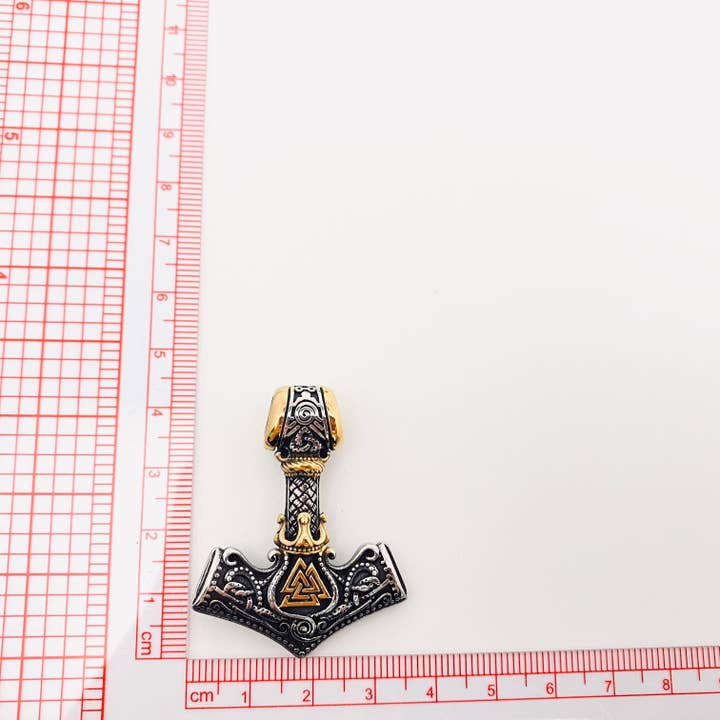 Mio Queena - Wholesale Craft Supplies - Viking Quake Odin Triangle Rune Stainless Steel Charm-MJ/MNP2