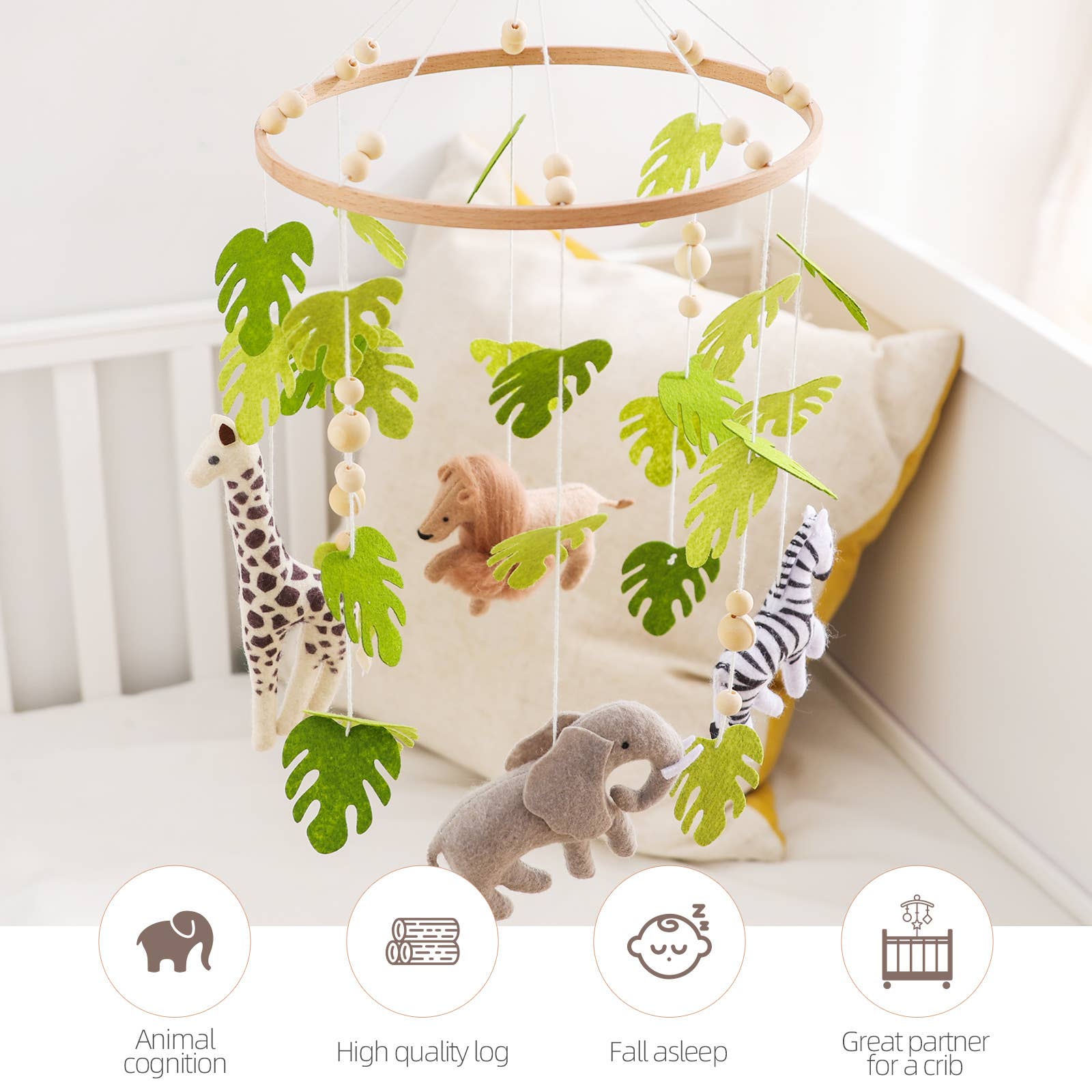 Joymaxx - Wholesale Baby Mobile - Handmade Baby Mobile Tropical Jungle | Felt & Wood 3