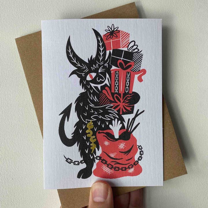 Blockforest – wholesale Christmas card – Krampus Presents Festive Yuletide / Christmas Card0