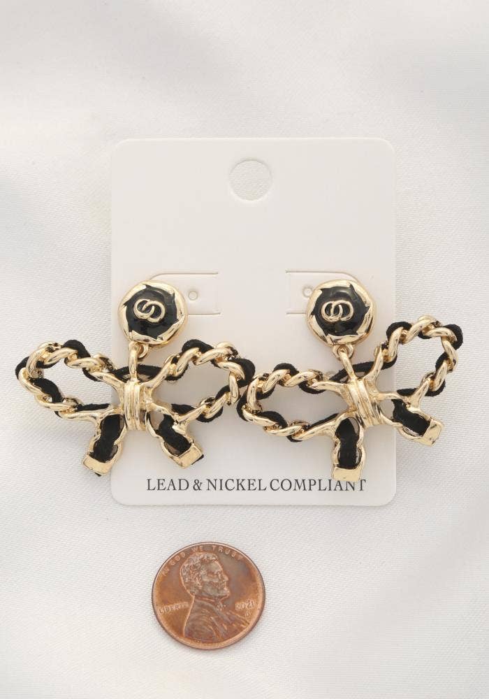 anbfashion - Vendita all'ingrosso Orecchini pendenti - ORECCHINO IN METALLO CON FIOCCO A DOPPIO CERCHIO1