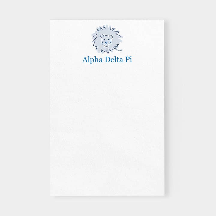 Alpha Delta Pi Lion Sorority Notepad for wholesale by Debbie Vinyard
