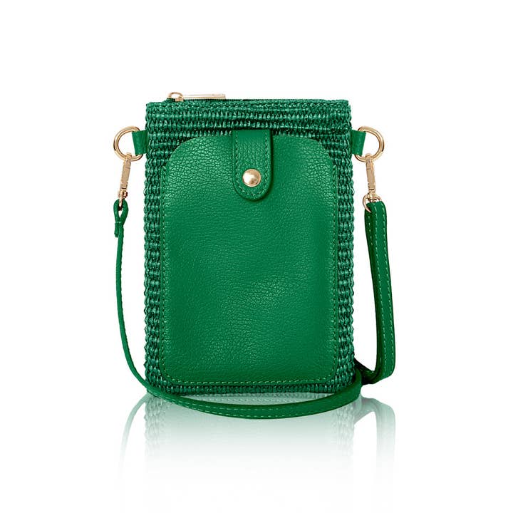 MONTTE DI JINNE – Großhandel Umhängetasche - Damen – Italienische Umhängetasche aus Raffia und Leder mit Handyfach2