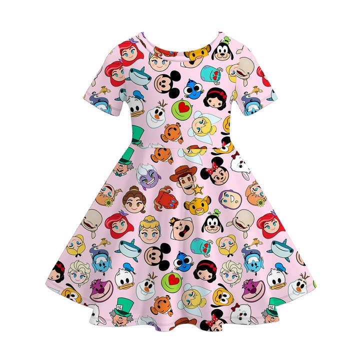 Little Trendy - Wholesale Dress - Kids - Cute Bluey cartoon twirl short sleeve dress for girls 5