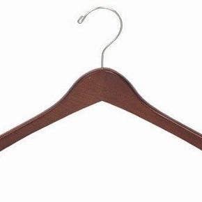 Contoured Wooden Coat Hanger (Walnut/Chrome) for wholesale by Only Hangers