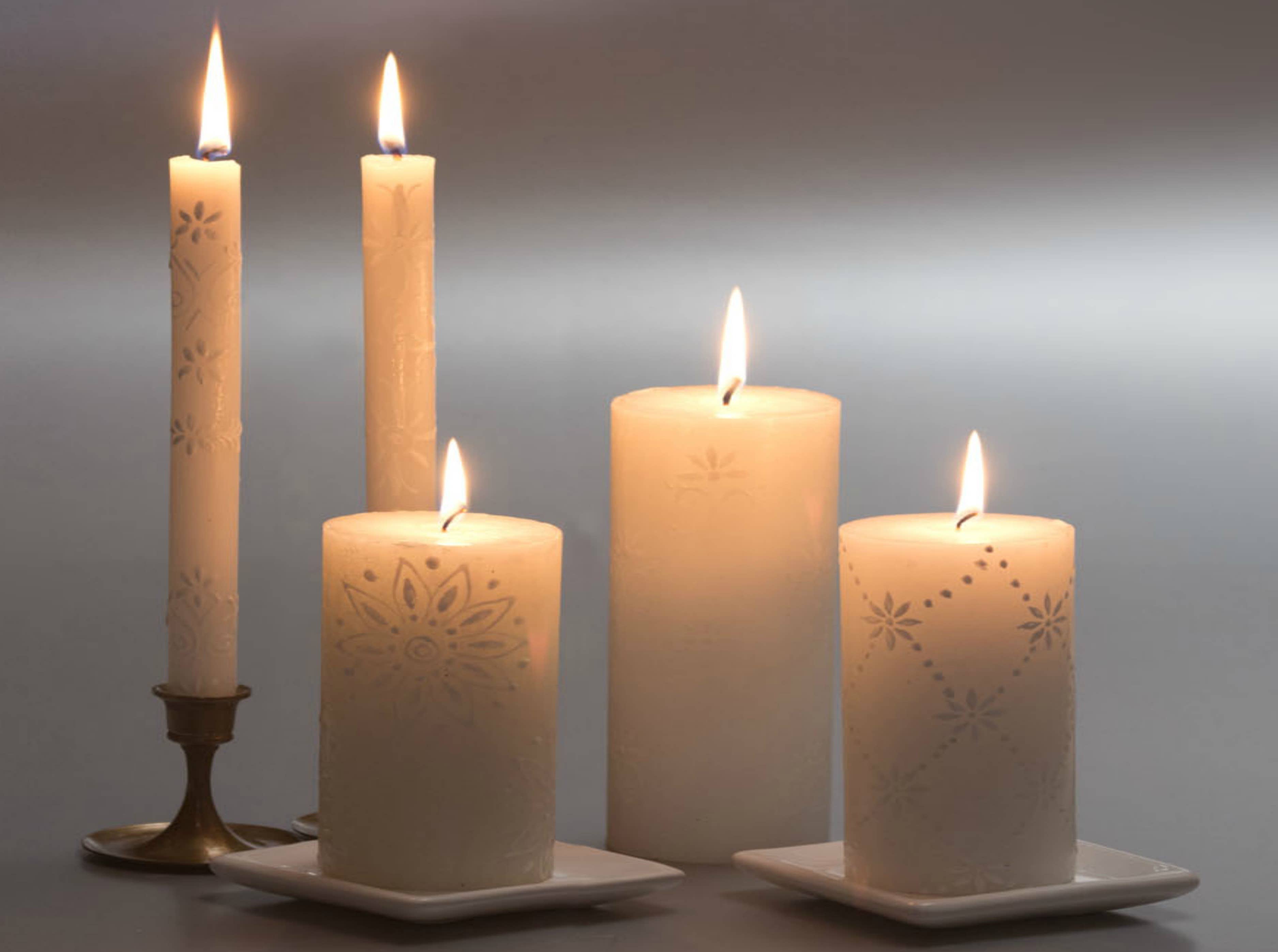 Thumbprint Artifacts - Wholesale Tapered Candle/Candlestick - White on White Candle9