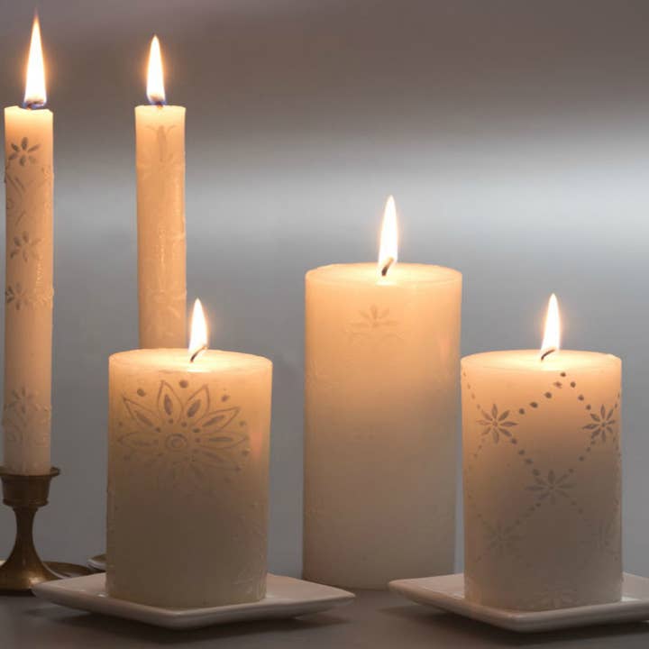 Thumbprint Artifacts - Wholesale Tapered Candle/Candlestick - White on White Candle9